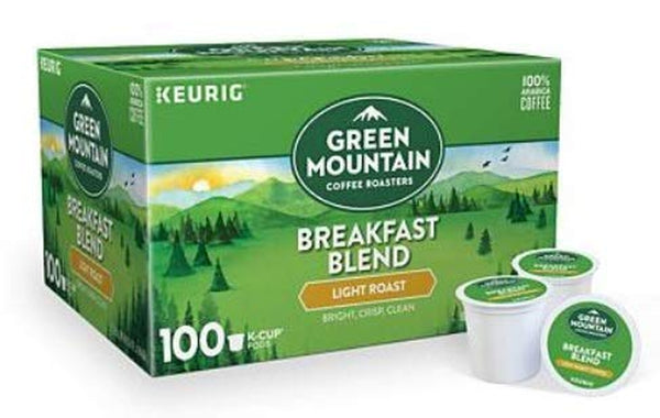 Green Mountain Breakfast Blend Light Roast Coffee K Cups, 100 Count