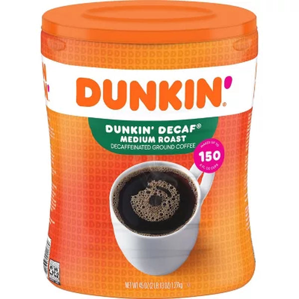 Dunkin' Donuts Decaffeinated Ground Coffee, Medium Roast (45 Oz.)