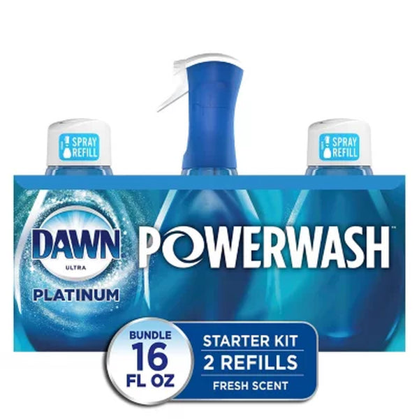Dawn Platinum Powerwash Dish Spray & Refill Set, Fresh Scent (1 Spray + 2 Refills)