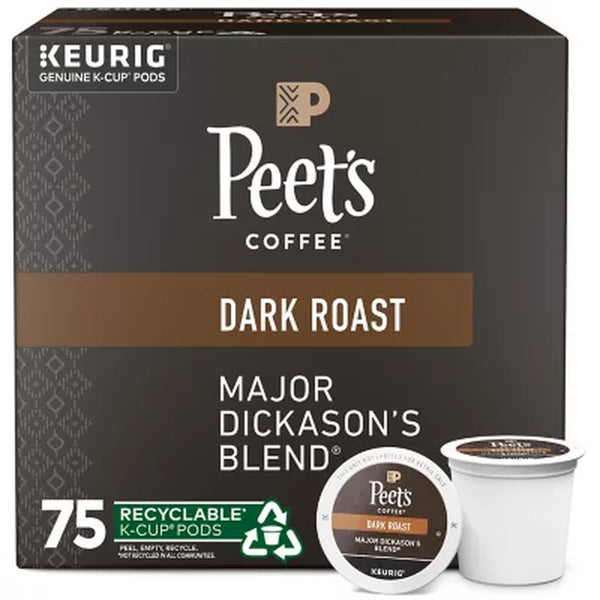 Peet'S Coffee Dark Roast K-Cup Pods, Major Dickason'S Blend (75 Ct .)